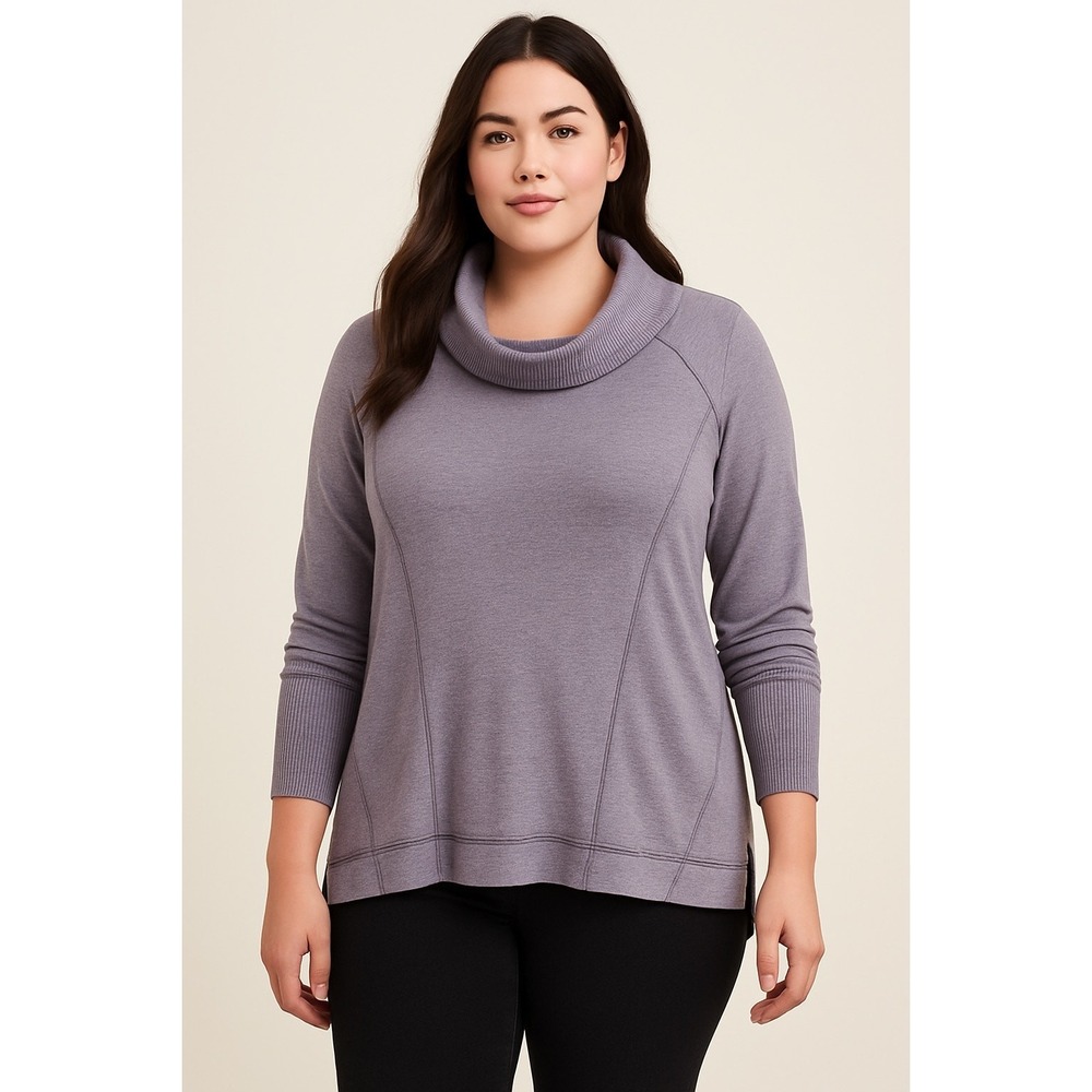 Talbots Womens Purple Heathered Cowl Neck Pullover Knit Top Size M Long Sleeve